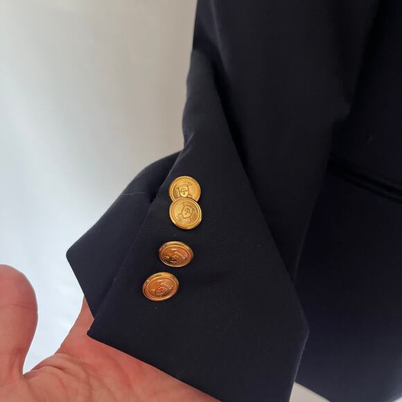 LAUREN RALPH LAUREN 100% Wool Mens Blazers Size 42R Navy 2 Gold Buttons Notch - Picture 5 of 15